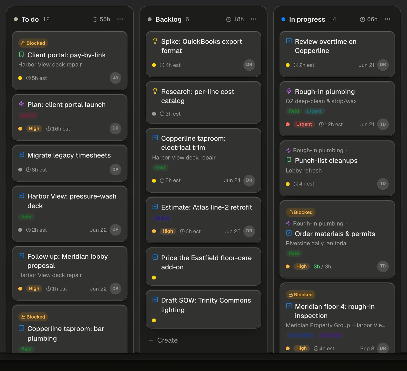 The Pipeline board with the newly created card sitting at the top of the To do column and the column count incremented.